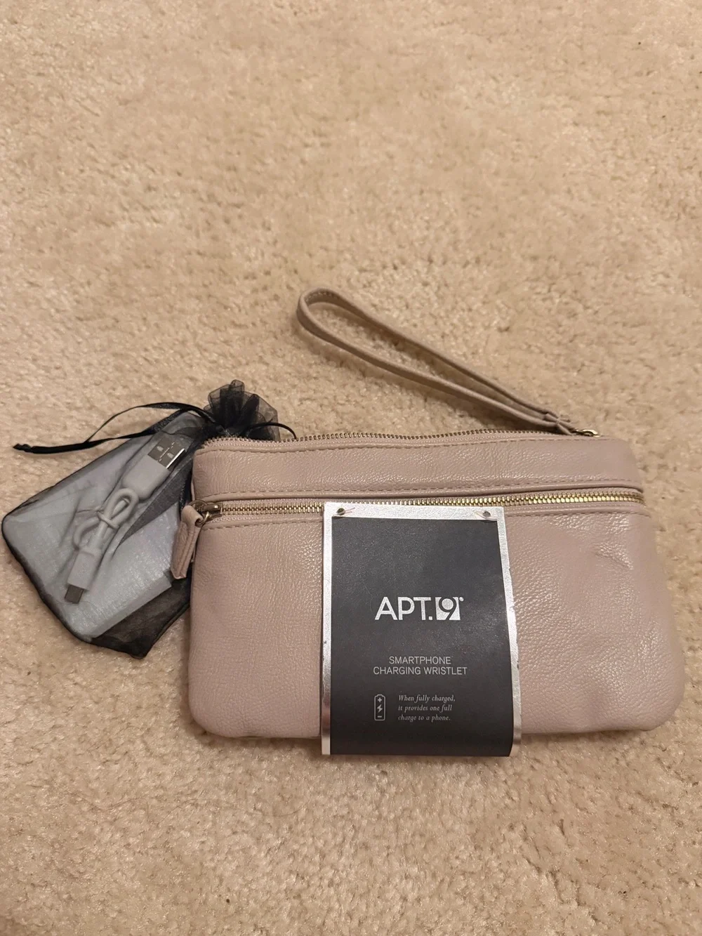 APT. 9 Beige Smartphone Charging Wristlet
